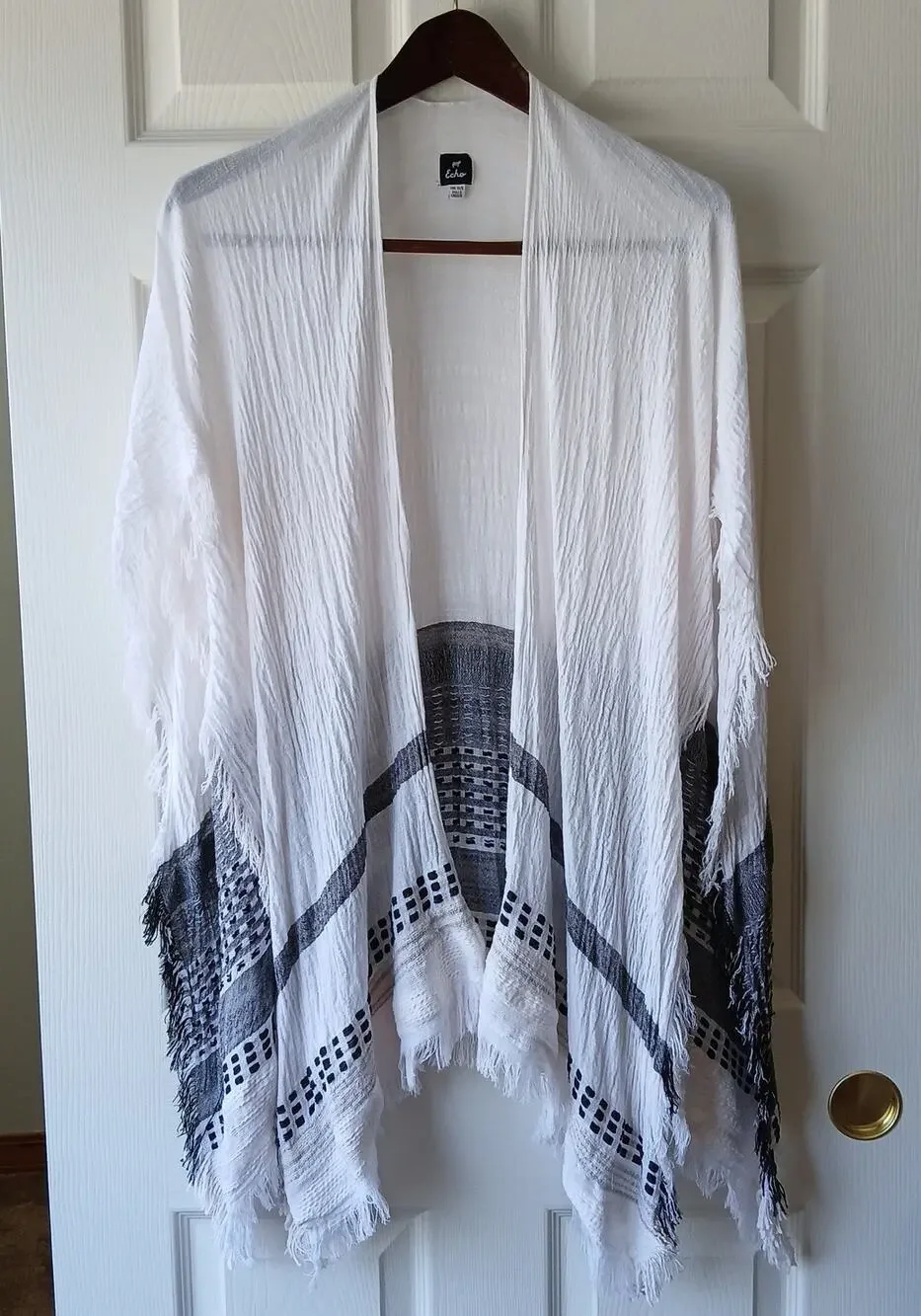 Echo Lightweight Gauze Caftan Shawl OSFA rayon cotton woven poncho scarf wrap